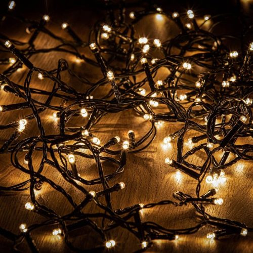 Crystalline toldható LED fényfüzér 800 cm, 100 db MELEG FEHÉR LED-del, fekete kábellel, Kül- és beltéri