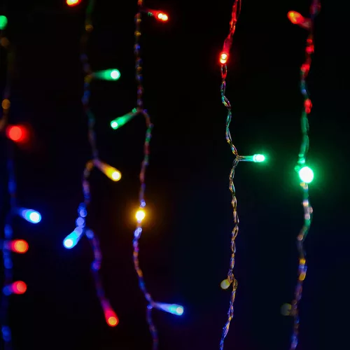 Crystalline  toldható LED jégcsapfüzér, 300 x 40 cm, 100 db  MULTI LED, átlátszó kábel, Kül- és beltéri