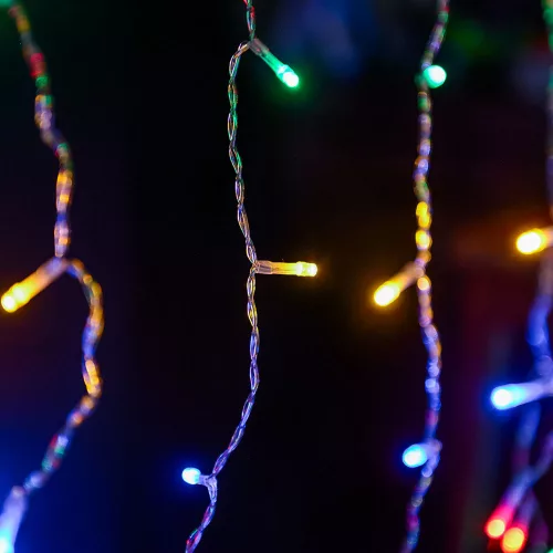 Crystalline  toldható LED jégcsapfüzér, 300 x 40 cm, 100 db  MULTI LED, átlátszó kábel, Kül- és beltéri
