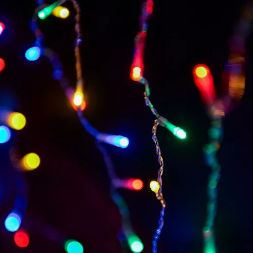 Crystalline  toldható LED jégcsapfüzér, 300 x 40 cm, 100 db  MULTI LED, átlátszó kábel, Kül- és beltéri