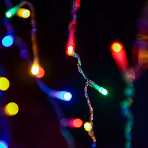 Crystalline  toldható LED jégcsapfüzér, 300 x 40 cm, 100 db  MULTI LED, átlátszó kábel, Kül- és beltéri