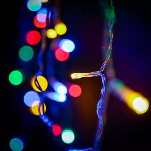 Crystalline  toldható LED jégcsapfüzér, 300 x 40 cm, 100 db  MULTI LED, átlátszó kábel, Kül- és beltéri