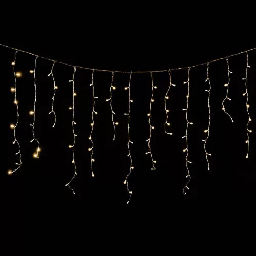 Crystalline toldható led jégcsapfüzér, 200 x 90 cm, 138 db MELEG FEHÉR LED, átlátszó kábel, Kül- és beltéri