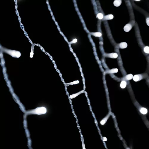 Crystalline toldható led jégcsapfüzér, 200 x 90 cm, 138 db HIDEG FEHÉR LED, átlátszó kábel, Kül- és beltéri