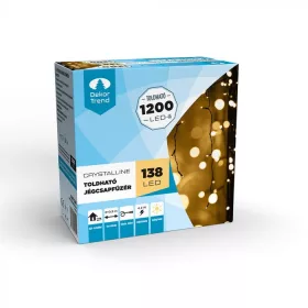   Crystalline  toldható 138 LED jégcsapfüzér 200 x 90 cm, MELEG FEHÉR LED-del, fekete kábellel, Kül- és beltéri