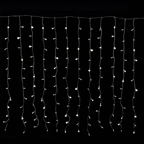 Crystalline toldható led fényfüggöny, 200 x 90 cm, 192 db HIDEG FEHÉR LED, átlátszó kábel, Kül- és beltéri