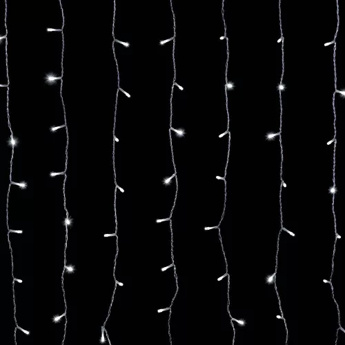 Crystalline toldható led fényfüggöny, 200 x 90 cm, 192 db HIDEG FEHÉR LED, átlátszó kábel, Kül- és beltéri