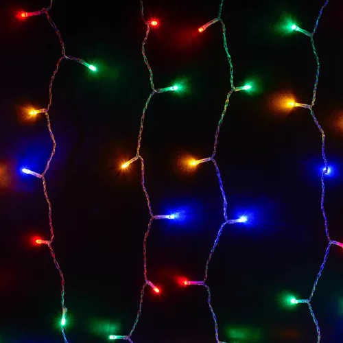 Crystalline toldható LED fényfüggöny, 90 x 200 cm, 192 db MULTI LED, átlátszó kábel, Kül- és beltéri
