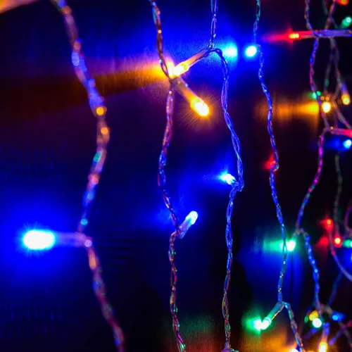 Crystalline toldható LED fényfüggöny, 90 x 200 cm, 192 db MULTI LED, átlátszó kábel, Kül- és beltéri