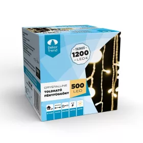   Crystalline toldható fényfüggöny 500 LED, 200 x 250 cm,  MELEG FEHÉR, átlátszó kábel, Kül- és beltéri