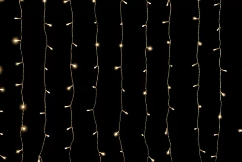 Crystalline toldható LED fényfüggöny 200 x 250 cm, 500 db  MELEG FEHÉR LED, átlátszó kábel, Kül- és beltéri