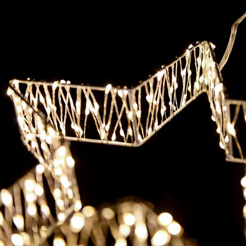 Crystalline toldható fémvázas csillag ablakdísz, 300 micro LED, MELEG FEHÉR, 30 cm átmérő