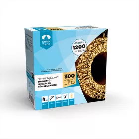   Crystalline toldható fémvázas kör ablakdísz, 300 micro LED, MELEG FEHÉR, 30 cm átmérő, Kül- és beltéri