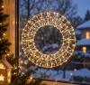 Crystalline toldható fémvázas kör ablakdísz, 300 micro LED, MELEG FEHÉR, 30 cm átmérő, Kül- és beltéri