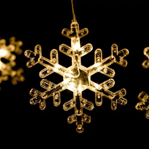 Crystalline toldható LED HÓPEHELY fényfüggöny, 120 x 80 cm, 90 db MELEG FEHÉR LED, átlátszó kábel