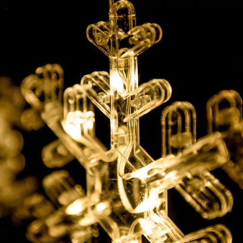 Crystalline toldható LED HÓPEHELY fényfüggöny, 120 x 80 cm, 90 db MELEG FEHÉR LED, átlátszó kábel