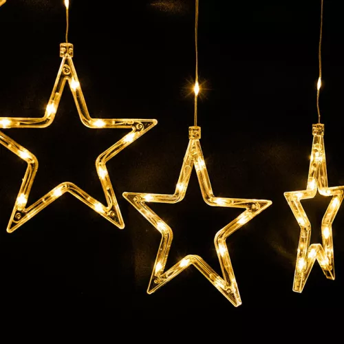 Crystalline toldható LED CSILLAG fényfüggöny, 120 x 80 cm, 120 db MELEG FEHÉR LED, átlátszó kábel