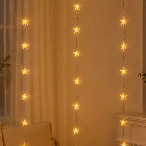 Csillag LED fényfüzér meleg fehér fénnyel 3 x 3 m