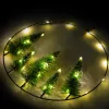 Dekortrend fém ablakdísz fenyőfákkal, 30 cm, 30 led, meleg fehér, elemes