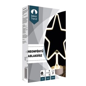   Neonfényű csillag ablakdísz, meleg fehér színben, vezeték nélküli, 31 cm