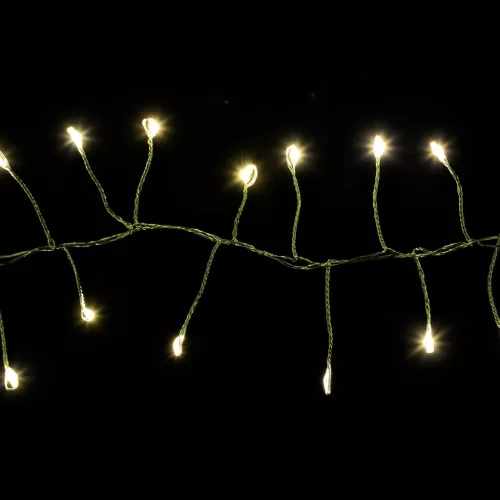 Tündérfény girland, zöld kábel, 1400 led, meleg fehér