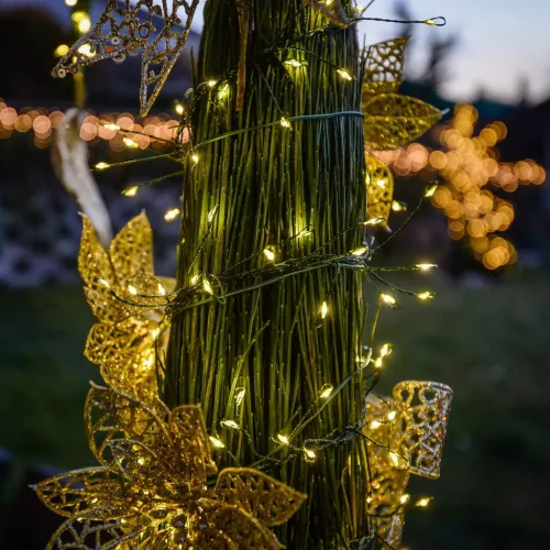 Tündérfény girland, zöld kábel, 1400 led, meleg fehér
