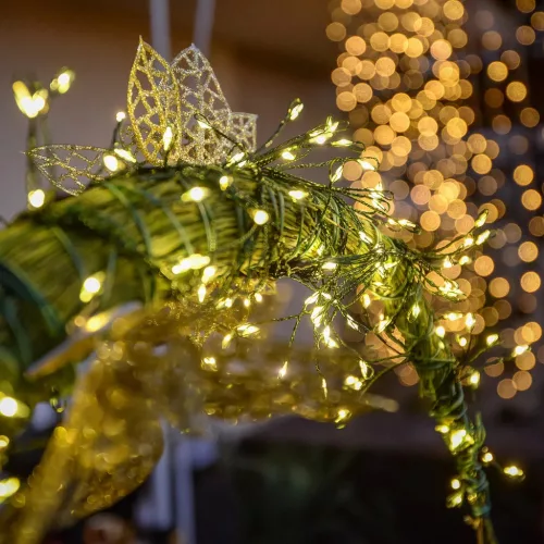 Tündérfény girland, zöld kábel, 1400 led, meleg fehér