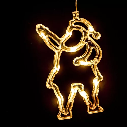 Dekortrend Mikulás ablakdísz tapadókoronggal, 12 x 20 cm, 12 LED meleg fehér, elemes