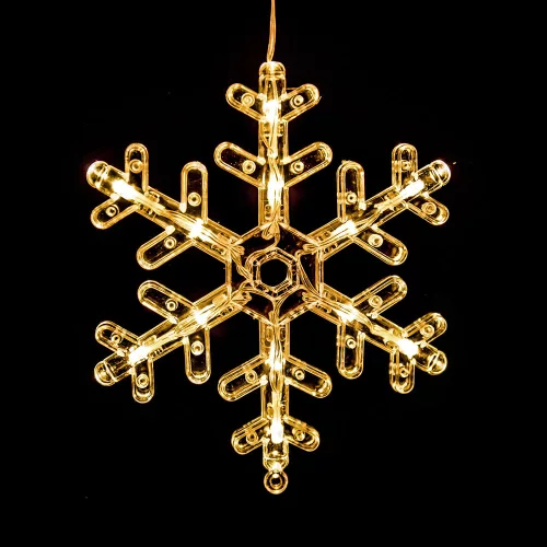 Dekortrend Hópehely ablakdísz tapadókoronggal, 18 x 18 cm, 12 LED meleg fehér, elemes