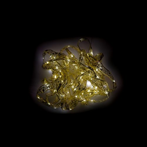 Dekortrend Világító karácsonyi arany szalag, 100 led, meleg fehér, elemes