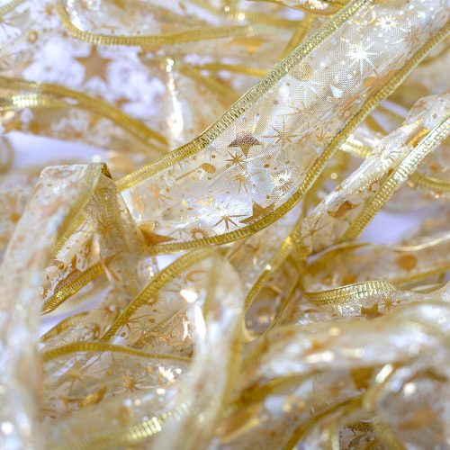 Dekortrend Világító karácsonyi arany szalag, 100 led, meleg fehér, elemes