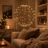 Dekortrend Fém dekorációs gömb, 120 LED, meleg fehér, fekete