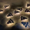 Dekortrend Fém Karácsonyfa motívumos fényfüzér, 10 LED, meleg fehér, elemes