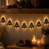 Dekortrend Fém Karácsonyfa motívumos fényfüzér, 10 LED, meleg fehér, elemes