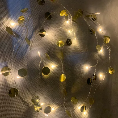 Dekortrend Arany dekorációs fényfüzér, 20 LED, meleg fehér, elemes