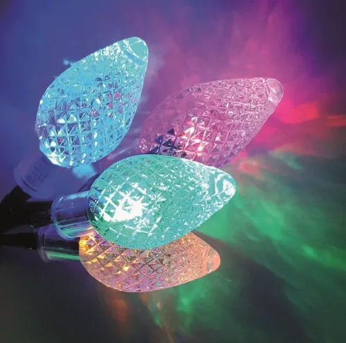 Kristálycsepp fényfüzér 30 LED, zöld kábel, multi, 600 cm