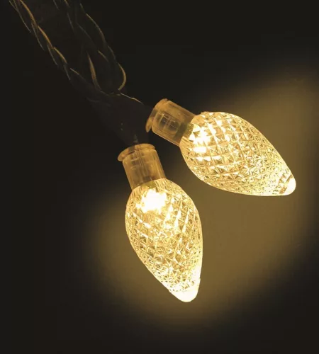 Kristálycsepp fényfüzér 60 LED, zöld kábel, meleg fehér, 1200 cm