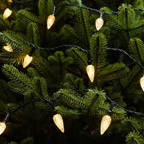Kristálycsepp LED fényfüzér, 80 LED, meleg fehér, 7,9 m, időzítővel 