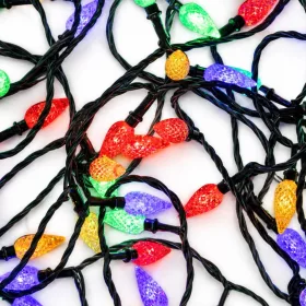   Színes kristálycsepp LED fényfüzér, 80 LED, 7,9 m, időzítővel 