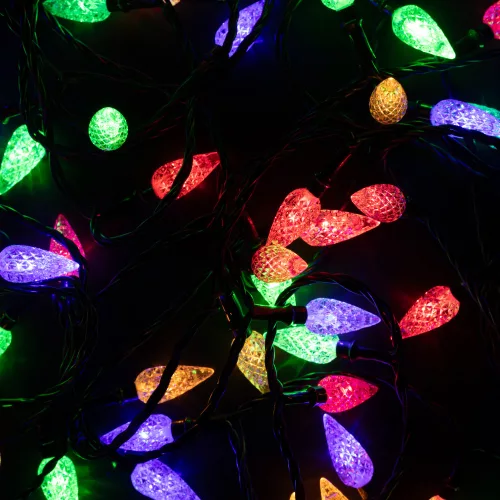 Színes kristálycsepp LED fényfüzér, 80 LED, 7,9 m, időzítővel 