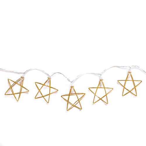 Dekortrend Fém csillag motívumos dekorfüzér, 10 led, elemes