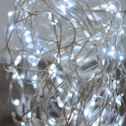 Tündérfény dekorfüzér, hideg fehér, 1000 cm, 100 LED, réz kábel
