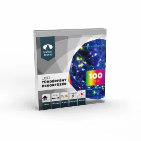   Tündérfény dekorfüzér 100 LED, multi színek, 1000 cm, réz kábel