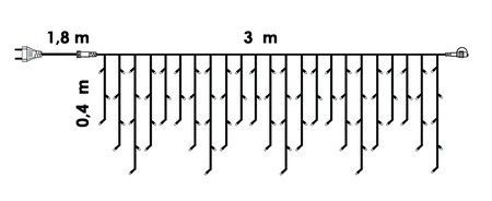 Dekortrend Kültéri toldható LED jégcsapfüzér, Meleg fehér, 300 x 40 cm, 101 LED
