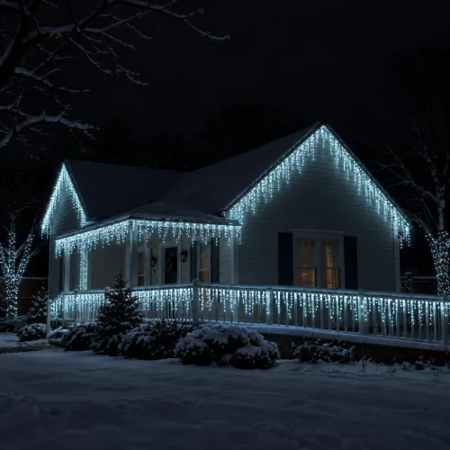 Dekortrend Kültéri toldható 101 LED jégcsapfüzér, Hideg fehér, 300 x 40 cm