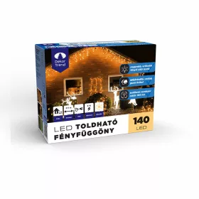   Dekortrend Kültéri toldható 140 LED fényfüggöny, Meleg fehér, 200 x 100 cm