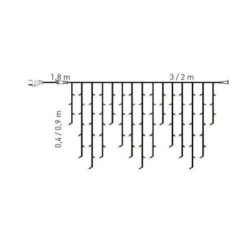 Dekortrend Kültéri toldható jégszikrázó 101 LED jégcsapfüzér, Meleg fehér, 300 x 40 cm, fehér gumikábel