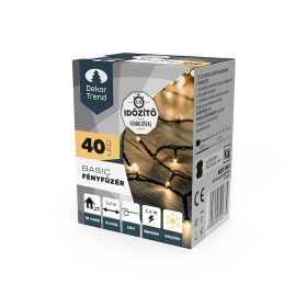   Dekortrend Basic 320 cm, 40 LED fényfüzér timer funkcióval, meleg fehér, elemes