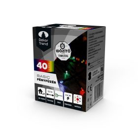   Dekortrend Basic 320 cm, 40 LED fényfüzér timer funkcióval, elemes, színes