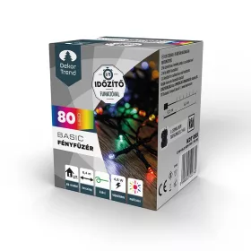   Dekortrend Basic 80 LED, 640 cm, fényfüzér timer funkcióval, elemes, színes